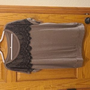 Lace top blouse with banded bottom